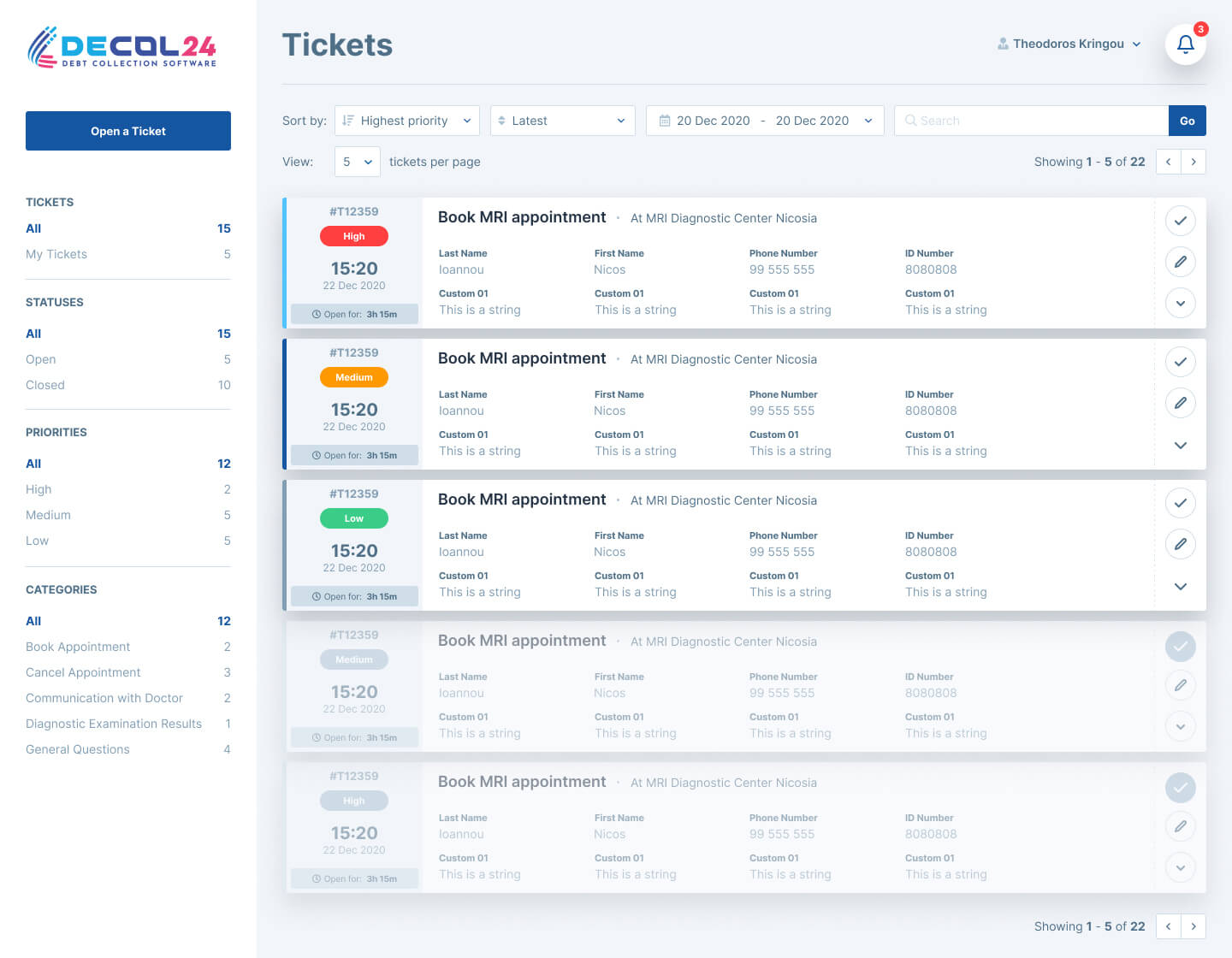Ticketing dashboard