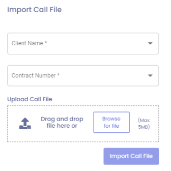 Call center Import client function